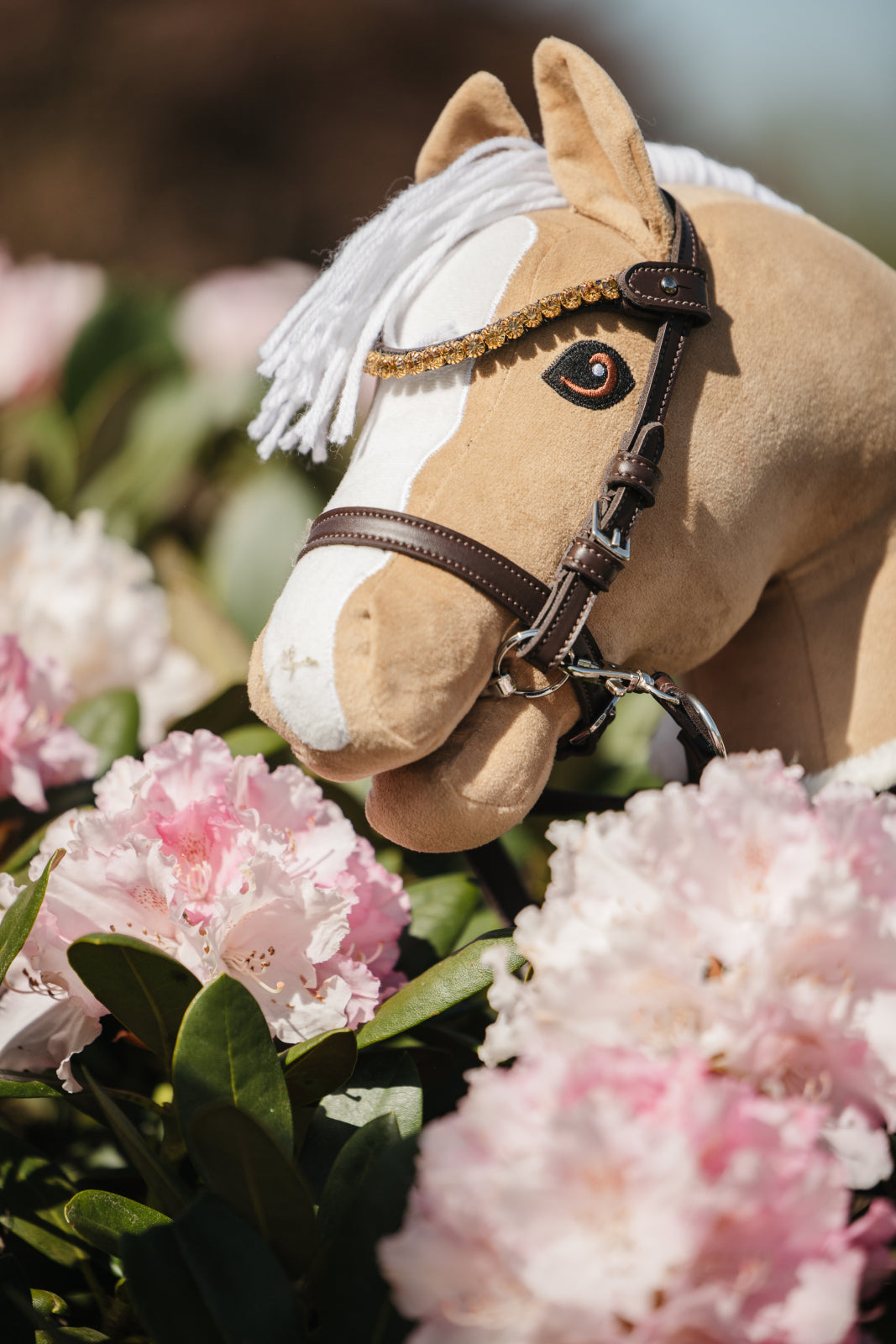 My Hobby Horse trense brun med gyldne sten